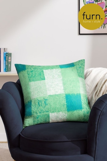 Furn Green Alma Check Polyester Filled Cushion (Q83994) | £24