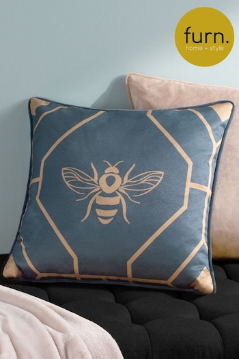 Furn Blue Bee Deco Geometric Feather Filled Cushion (Q84017) | £24