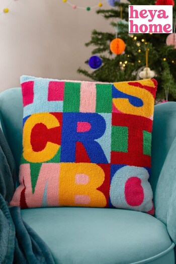 heya home Pink FestiveVal Crimbo Knitted Polyester Filled Cushion (Q84025) | £22