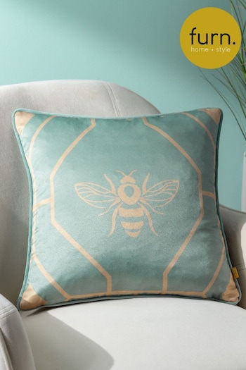 Furn Green Bee Deco Geometric Polyester Filled Cushion (Q84032) | £20