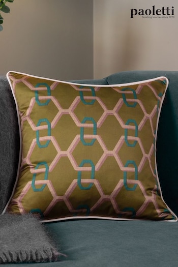 Paoletti Bronze Carnaby Chain Geometric Satin Polyester Filled Cushion (Q84037) | £17