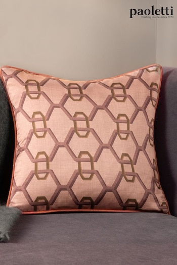 Paoletti Pink Carnaby Chain Geometric Satin Polyester Filled Cushion (Q84053) | £17