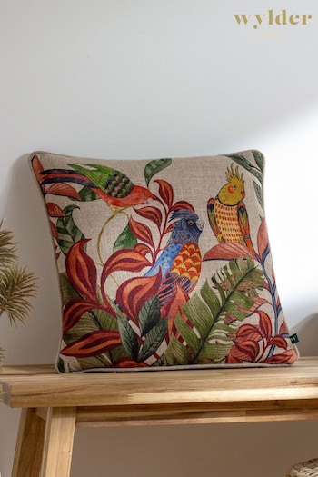 Wylder Tropics Natural Akamba Parrot Scene Tropical Polyester Filled Cushion (Q84074) | £22