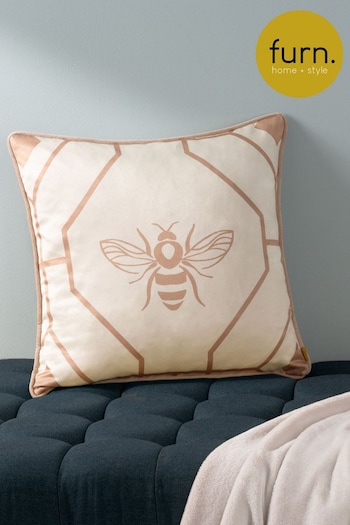 Furn Gold Bee Deco Geometric Polyester Filled Cushion (Q84075) | £20