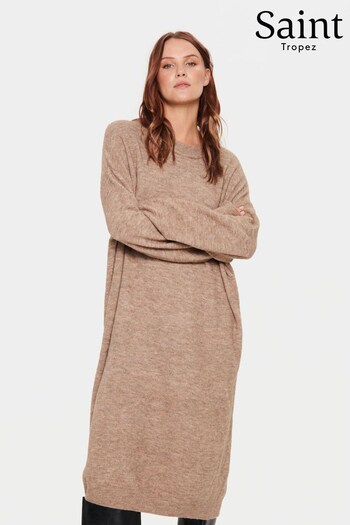 Saint Tropez Trixie Knee Length Knit Brown Dress (Q84083) | £70