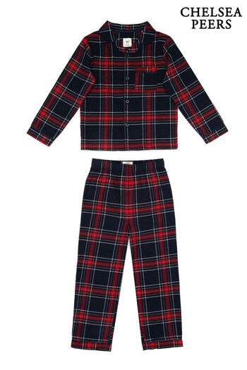 Chelsea Peers Blue Kids Flannel Check Print Pyjamas Bottoms (Q84102) | £45