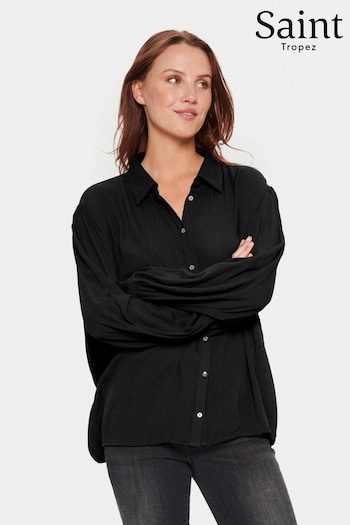 Saint Tropez Black Alba Casual Fit Button Shirt (Q84117) | £35