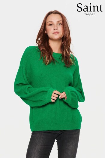 Saint Tropez Green Trixie Loose Fit Round Neck Pullover Jumper (Q84133) | £60