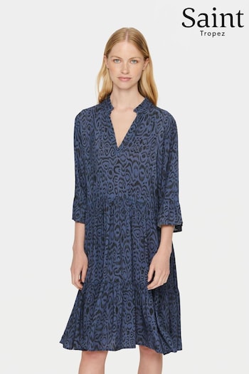 Saint Tropez Blue Eda Half Sleeve Knee Length Dress (Q84145) | £50