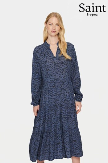 Saint Tropez Blue Eda Loose Fit Long Sleeve Midi Dress (Q84174) | £70