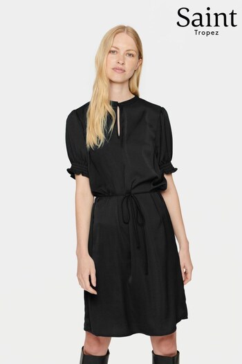 Saint Tropez Nunni Above Knee Length Belted Black Dress (Q84190) | £60