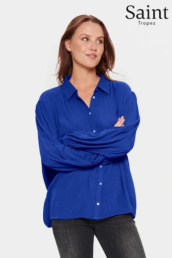Saint Tropez Blue Alba Casual Fit Button Shirt (Q84201) | £35