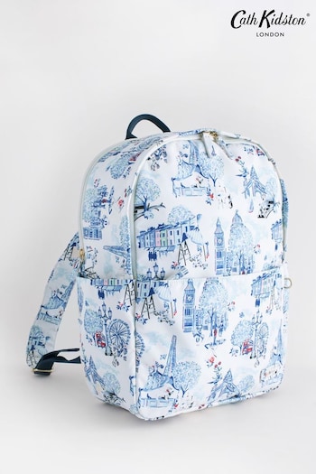 Cath Kidston White/Blue London Print Compact Webster Backpack (Q84230) | £62