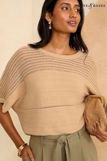 New In Home Accessories Camel Batwing Textured Jumper (Q84231) | £38