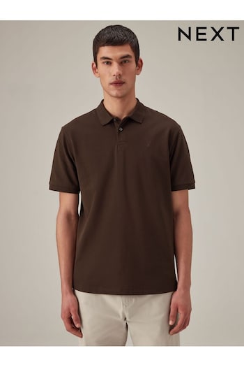 Brown Chocolate Regular Fit Pique Polo Shirt (Q84264) | £18
