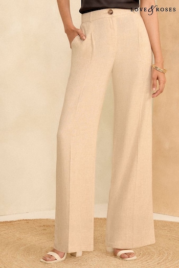 Love & Roses Ivory White Wide Leg Tailored Wide Leg Lightweight Trousers (Q84355) | £39