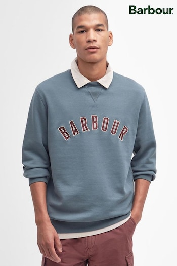 Barbour® Slate Grey Danby Varsity Logo Crew Neck Sweatshirt (Q84384) | £100