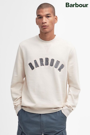 Barbour® Stone Danby Varsity Logo Crew Neck Sweatshirt (Q84386) | £100