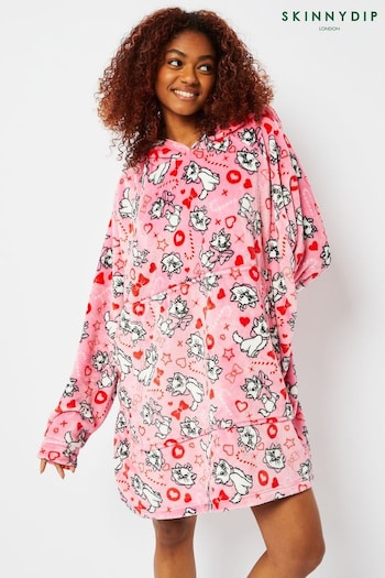 Skinny Dip Disney Marie Christmas Blanket Pink Hoodie (Q84490) | £36