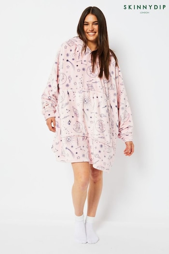 Skinnydip Pink Zodiac Celestial Fleece Blanket Hoodie (Q84539) | £36