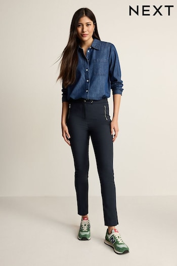 Navy Zipped Detail Skinny Trousers from (Q84619) | £38