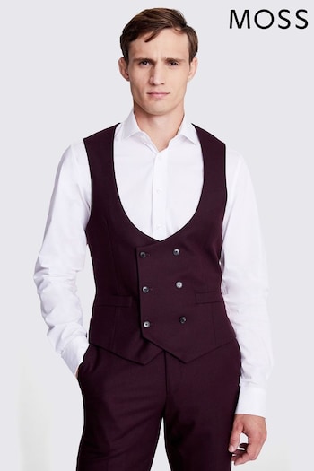Tailored Fit Claret Flannel Waistcoat (Q84676) | £80