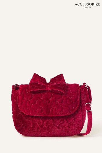 Accessorize Girls Red Quilted Velvet Bag (Q84678) | £14