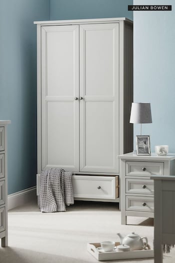 Julian Bowen Dove Grey Maine 2 Door Combination Wardrobe (Q84701) | £510