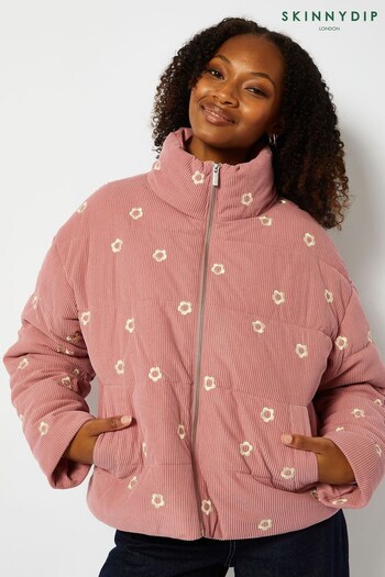Skinnydip Pink Cord Embroidered Puffer Jacket (Q84715) | £70