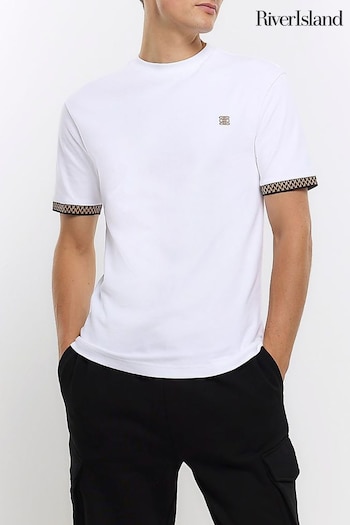River Island White Muscle Fit Ringer T-Shirt (Q84814) | £20