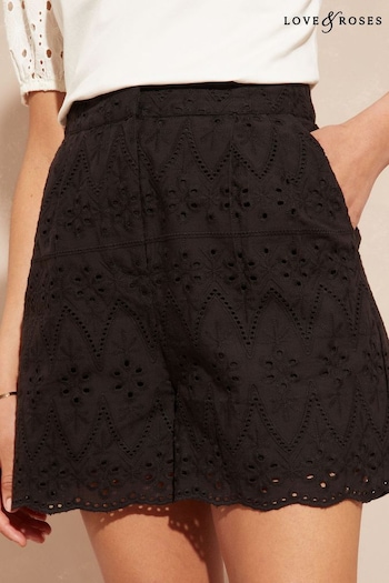 feather-embellished shift dress Rosa Black Broderie Shorts (Q84877) | £36