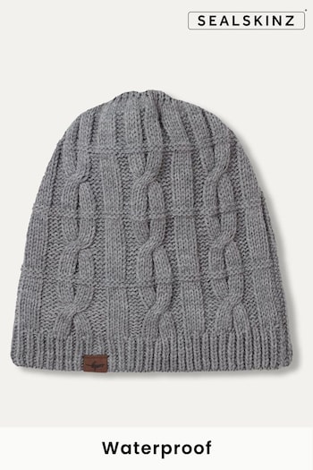 SEALSKINZ Grey Blakeney Waterproof Cold Weather Cable Knit Beanie (Q85017) | £30