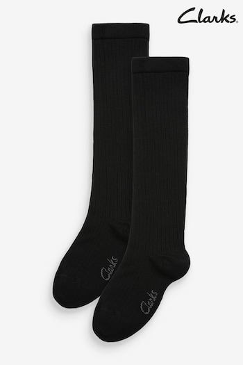 Clarks Black Boys Knee High Socks 2 Pack (Q85083) | £7 - £8