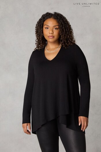 Live Unlimited Curve Jersey High Low Black Tunic (Q85216) | £59