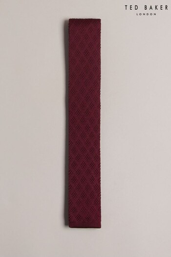 Ted Baker Red Kelmis Diamond Texture Knitted Tie (Q85231) | £45