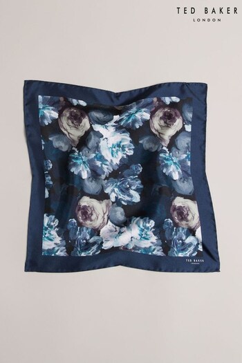 Ted Baker Blue Arsen Painted Floral Silk Pocket Square (Q85252) | £30