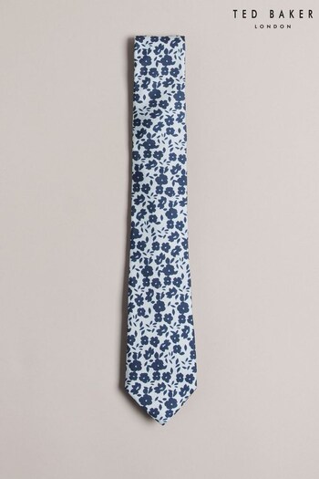 Ted Baker Tommaso Ditsy Floral Printed Silk White Tie (Q85265) | £45