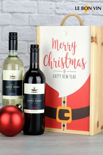 LeBonVin Italian Wine Duo Christmas Wooden Gift Box (Q85293) | £40