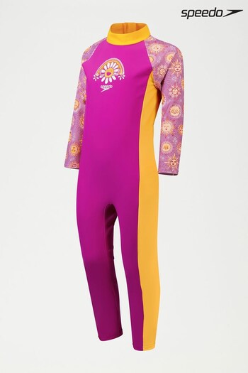 Speedo Girls Pink Printed All-In-One Sunsafe Suit (Q85299) | £35