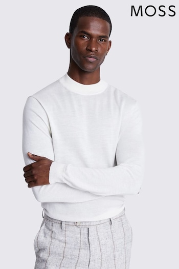 MOSS White Merino Mock Neck Jumper (Q85379) | £60