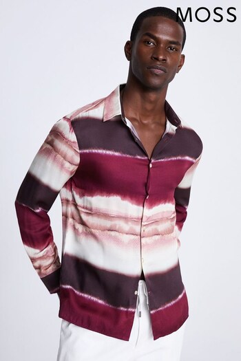 MOSS Burgundy Red Tie Dye Printed Shirt (Q85396) | £50
