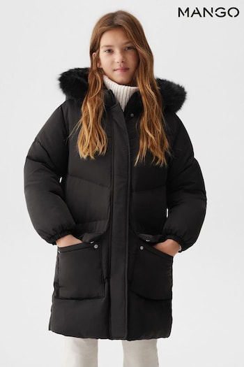 Mango Black Quilted Down Anorak with Hood (Q85437) | £66