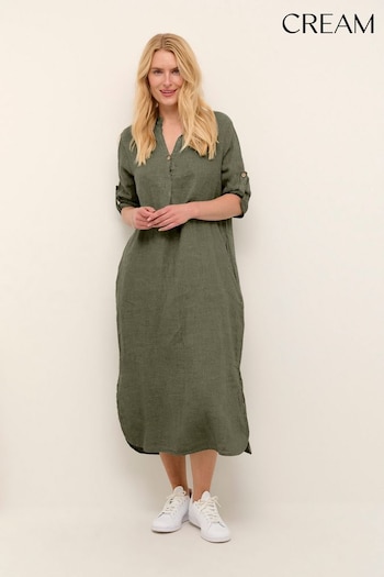 Cream Green Bellis Long Sleeve Maxi Dress (Q85442) | £80