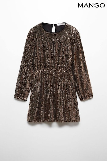 Mango Girls Gold Short Sequin Dress (Q85449) | £33