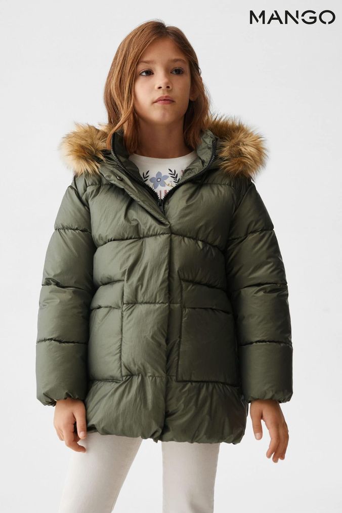 Mango faux outlet fur hooded coat