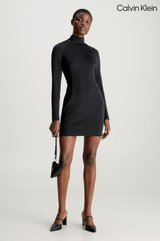 Calvin klein high low black dress hot sale