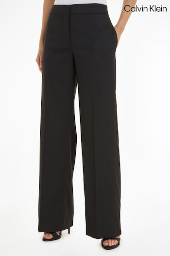 Calvin Klein Tailored Wide Leg Black Trousers (Q85536) | £250