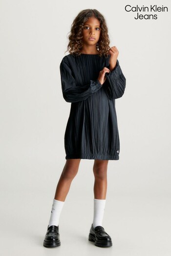 Calvin Klein Jeans Black Festive Plisse Dress (Q85549) | £70