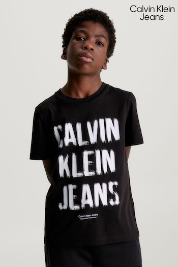 Calvin Lyhythihainen Klein Jeans Pixel Logo Black T-Shirt (Q85555) | £23