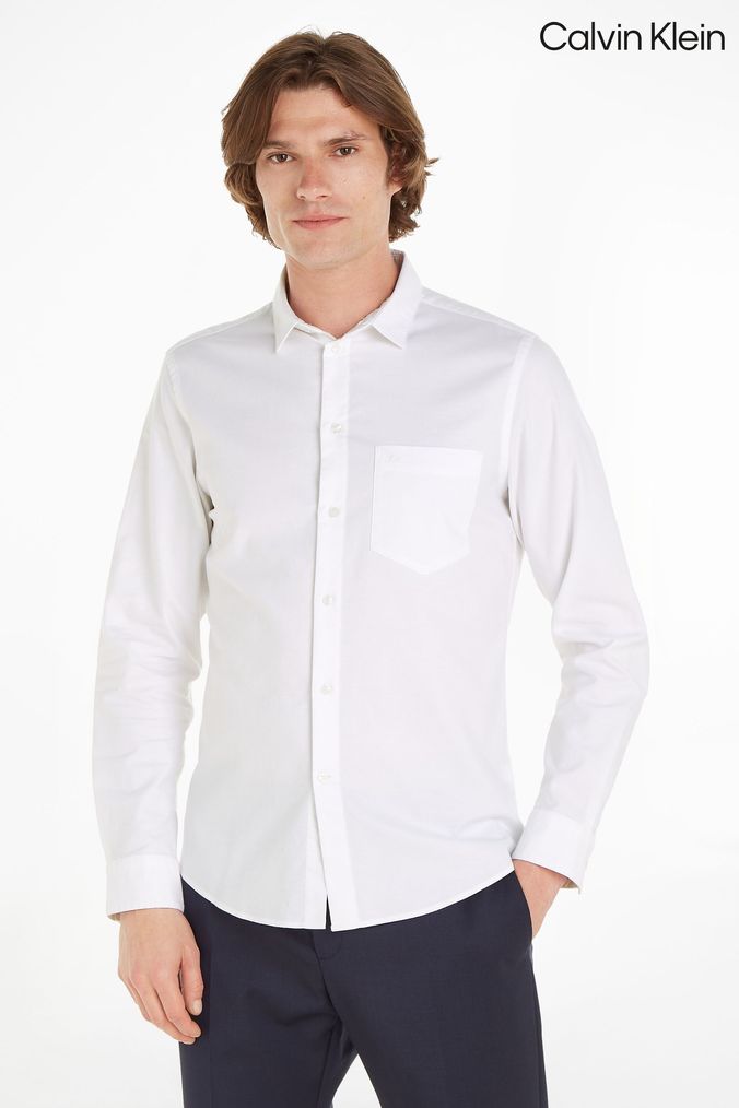 Calvin klein men's top white dress shirt